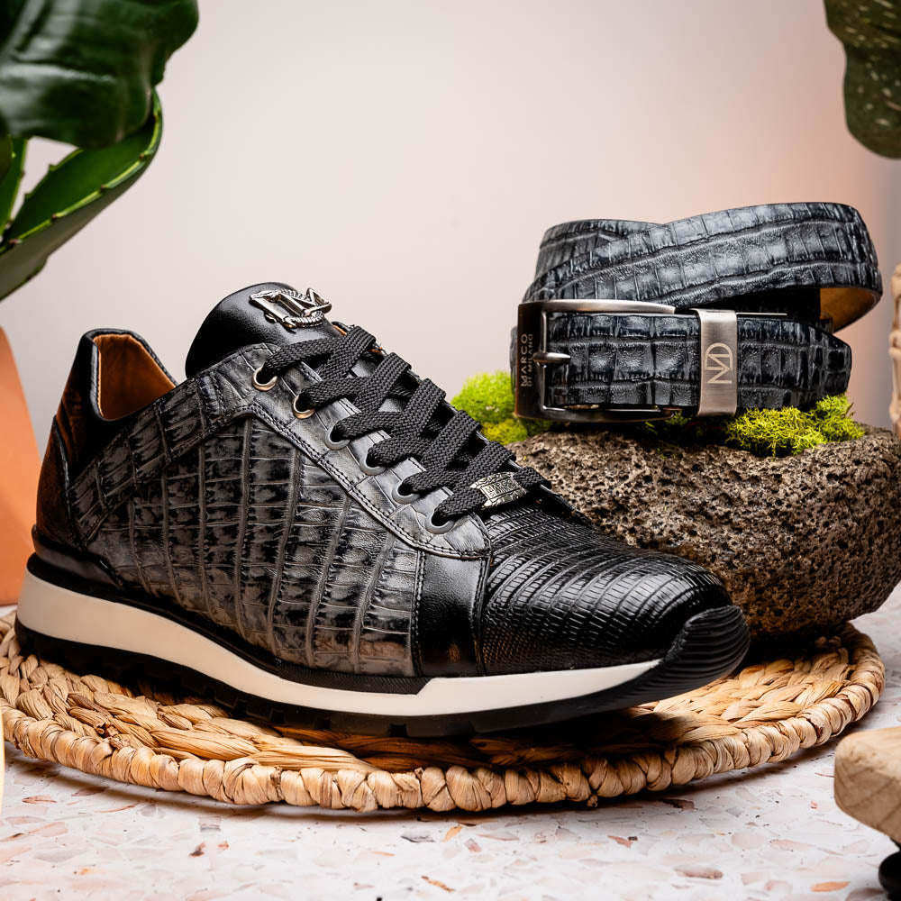 Marco Di Milano Portici Caiman & Lizard Sneakers Gray Combo
