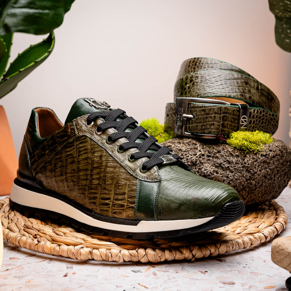 Marco Di Milano Portici Caiman & Lizard Sneakers Green Combo