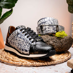 Marco Di Milano Portici Caiman & Lizard Sneakers Newspaper Combo