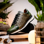Marco Di Milano Portici Caiman & Lizard Sneakers Green Combo