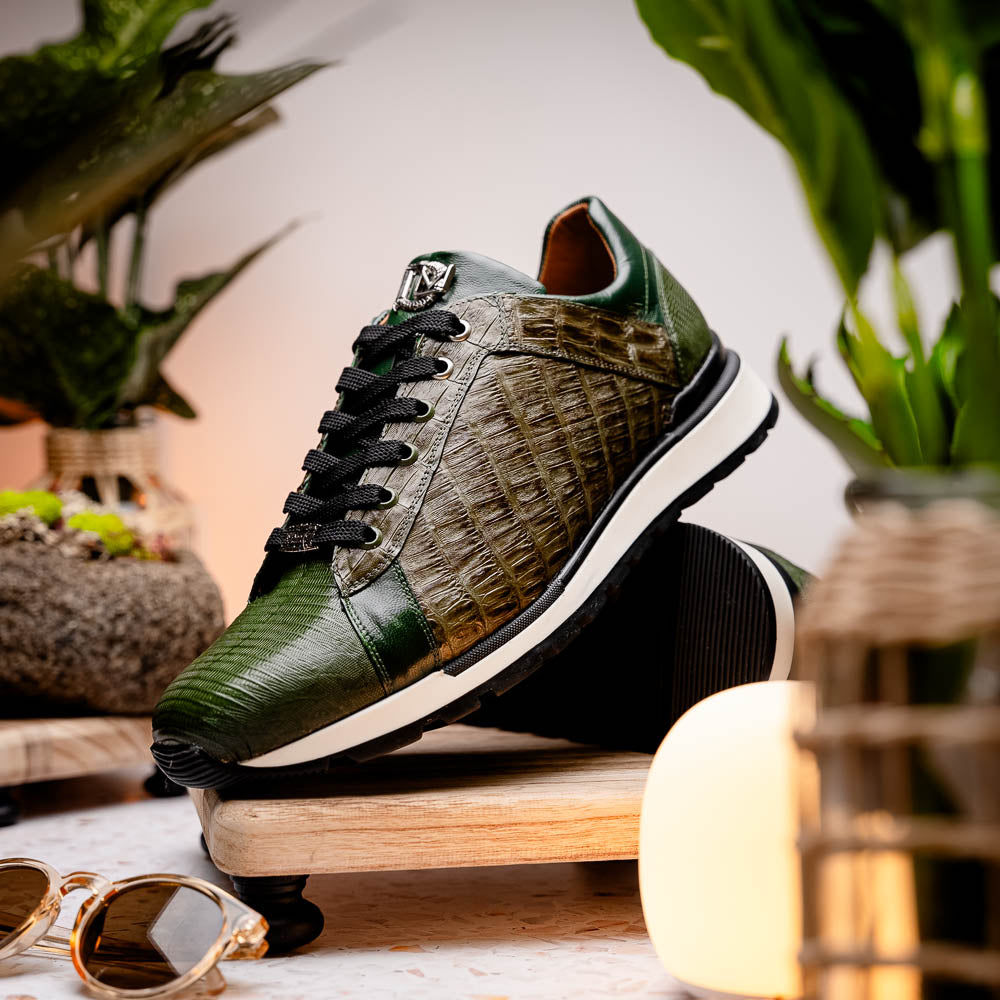 Marco Di Milano Portici Caiman & Lizard Sneakers Green Combo