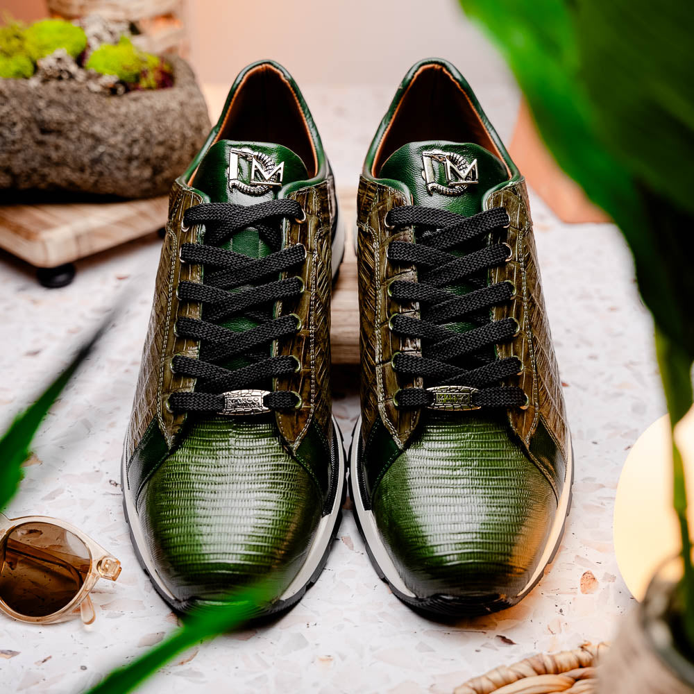 Marco Di Milano Portici Caiman & Lizard Sneakers Green Olive