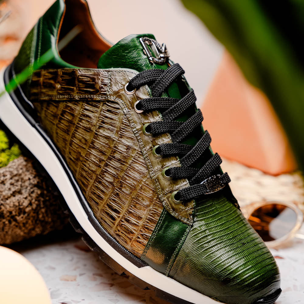 Marco Di Milano Portici Caiman & Lizard Sneakers Green Olive
