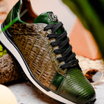 Marco Di Milano Portici Caiman & Lizard Sneakers Green Combo