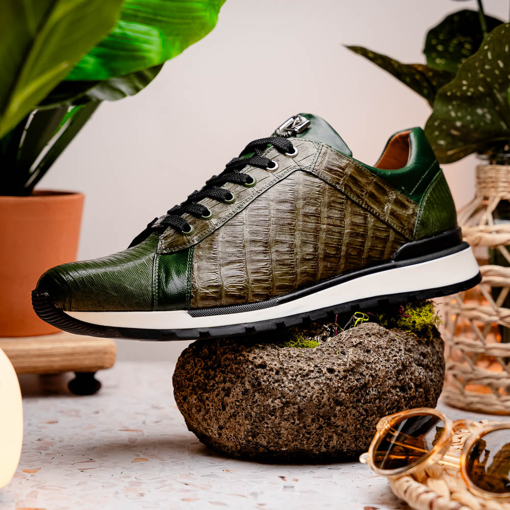 Marco Di Milano Portici Caiman & Lizard Sneakers Green Olive