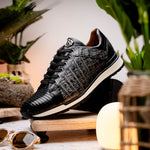 Marco Di Milano Portici Caiman & Lizard Sneakers Gray Combo