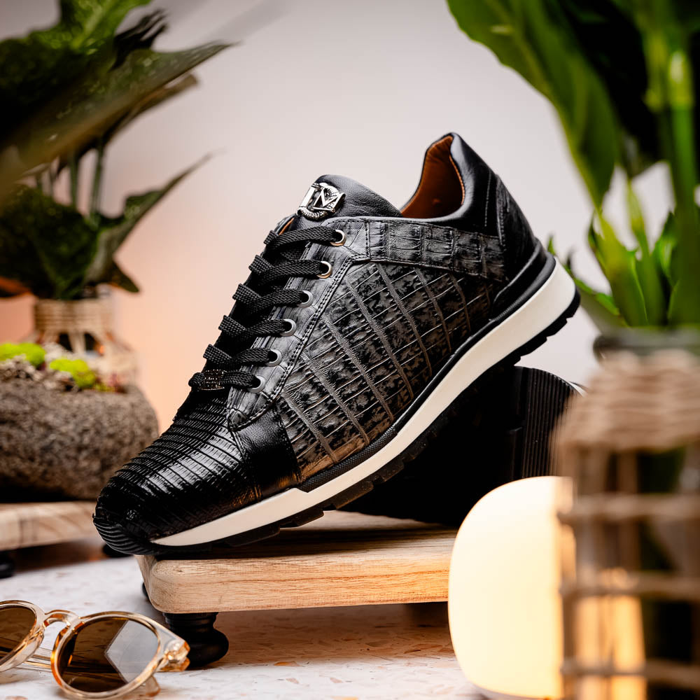 Marco Di Milano Portici Caiman & Lizard Sneakers Gray Combo