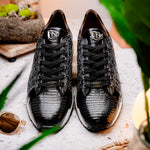 Marco Di Milano Portici Caiman & Lizard Sneakers Gray Combo