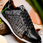 Marco Di Milano Portici Caiman & Lizard Sneakers Gray Combo