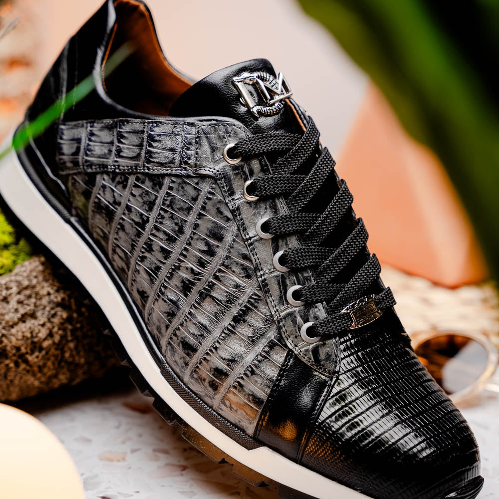 Marco Di Milano Portici Caiman & Lizard Sneakers Gray Combo