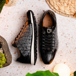 Marco Di Milano Portici Caiman & Lizard Sneakers Gray Combo
