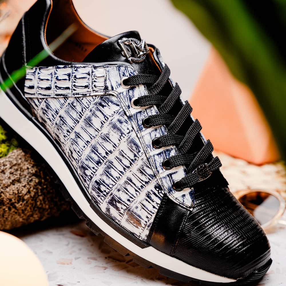 Marco Di Milano Portici Caiman & Lizard Sneakers Newspaper Combo