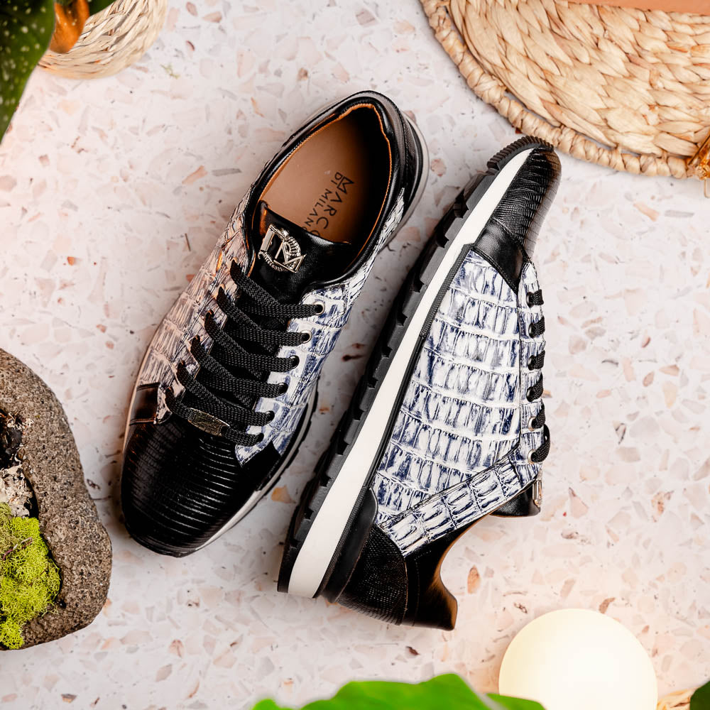 Marco Di Milano Portici Caiman & Lizard Sneakers Newspaper Combo