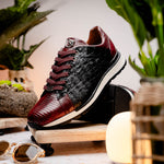 Marco Di Milano Portici Caiman & Lizard Sneakers Wine/Black Combo