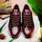 Marco Di Milano Portici Caiman & Lizard Sneakers Wine/Black Combo