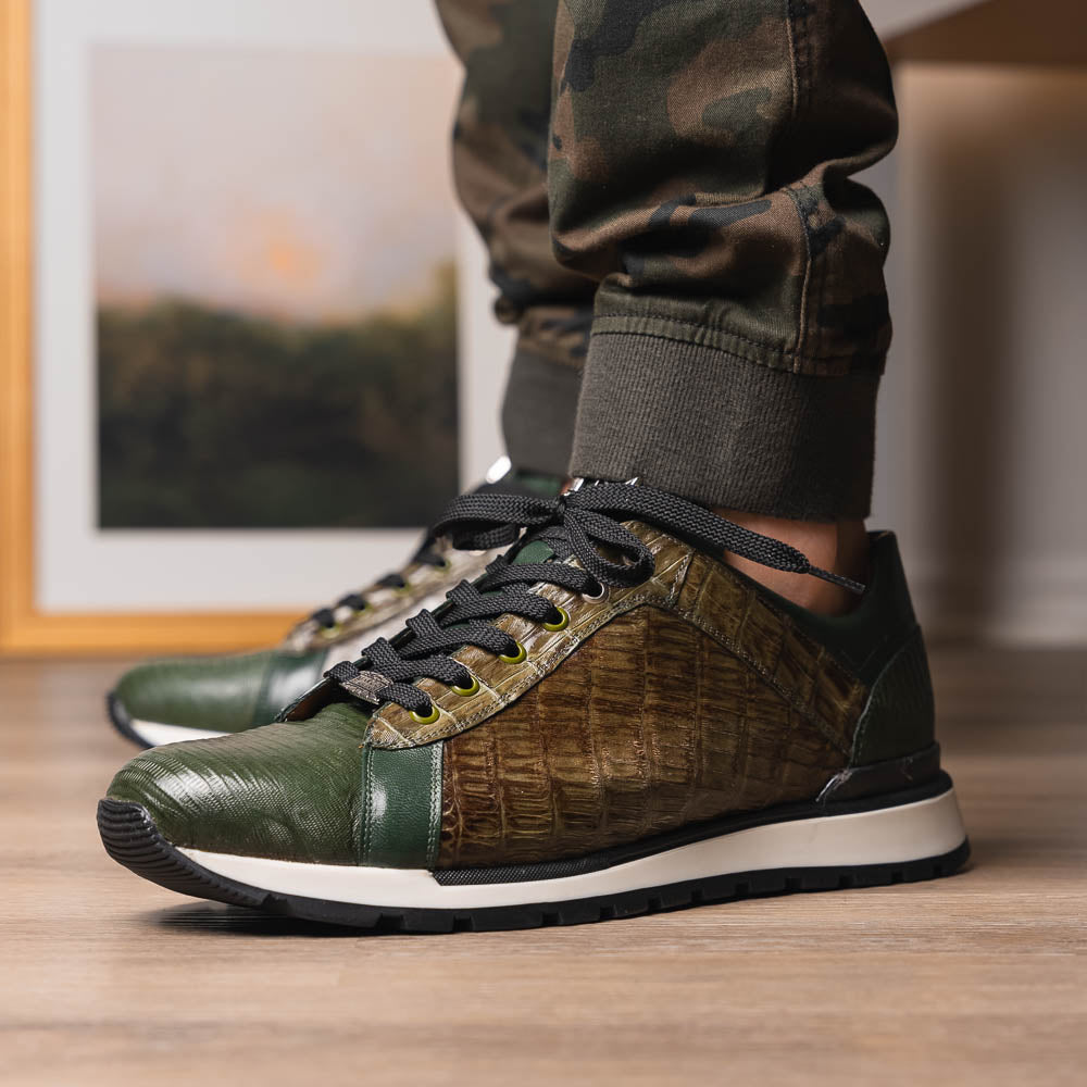 Marco Di Milano Portici Caiman & Lizard Sneakers Green Combo