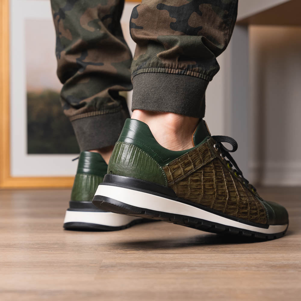Marco Di Milano Portici Caiman & Lizard Sneakers Green Combo