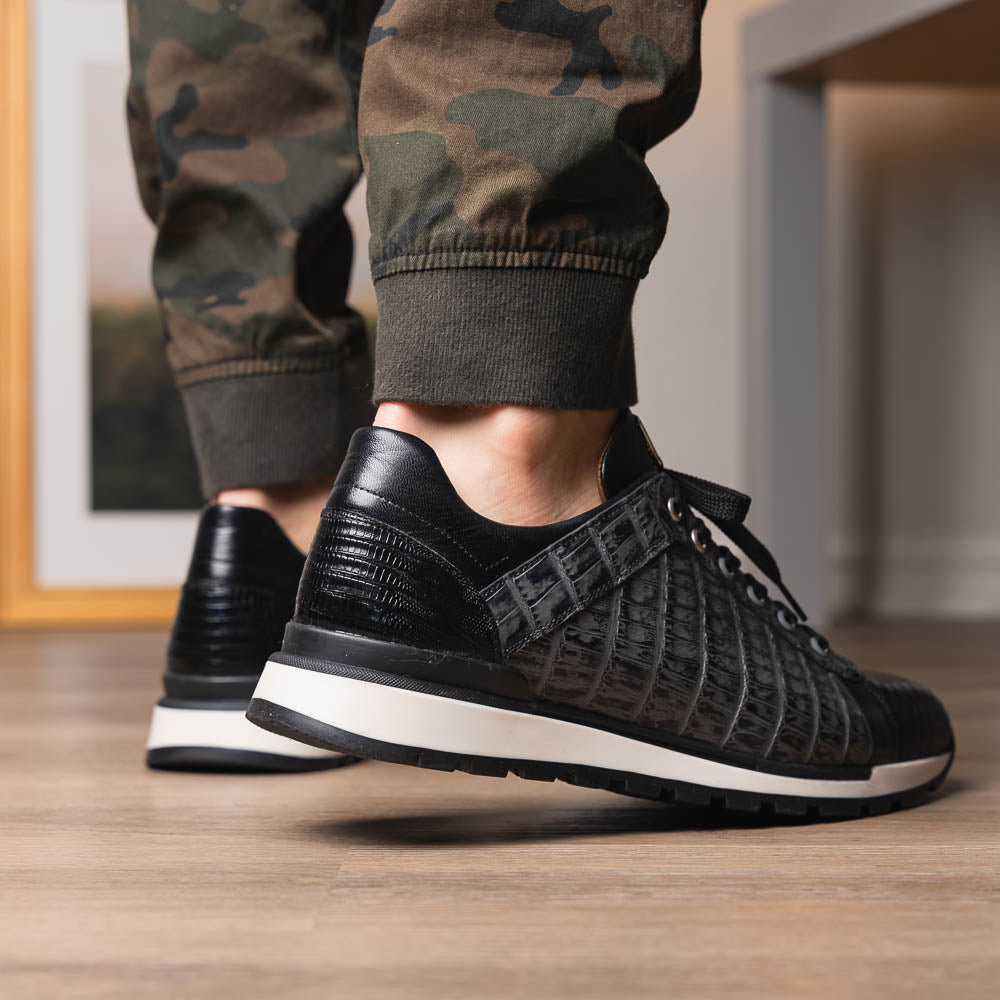 Marco Di Milano Portici Caiman & Lizard Sneakers Gray Combo