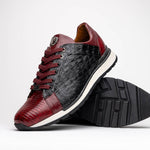 Marco Di Milano Portici Caiman & Lizard Sneakers Wine/Black Combo