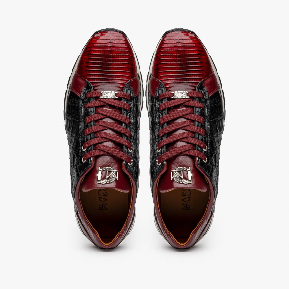 Marco Di Milano Portici Caiman & Lizard Sneakers Wine/Black Combo