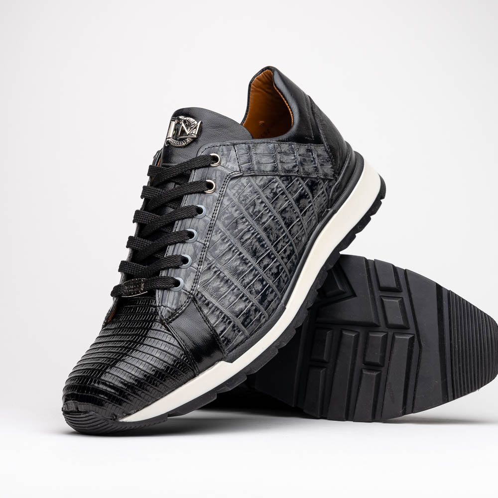 Marco Di Milano Portici Caiman & Lizard Sneakers Gray Combo