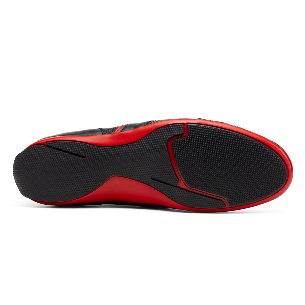 Marco Di Milano Portofino Ostrich Leg & Calfskin Sneaker Black / Red
