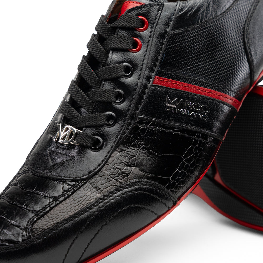 Marco Di Milano Portofino Ostrich Leg & Calfskin Sneaker Black / Red