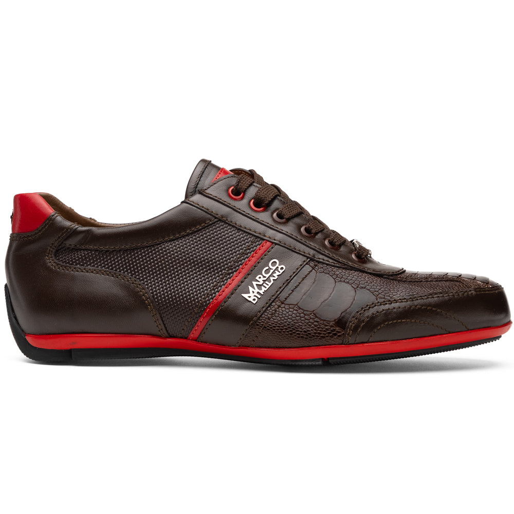 Marco Di Milano Portofino Ostrich Leg & Calfskin Sneaker Brown / Red