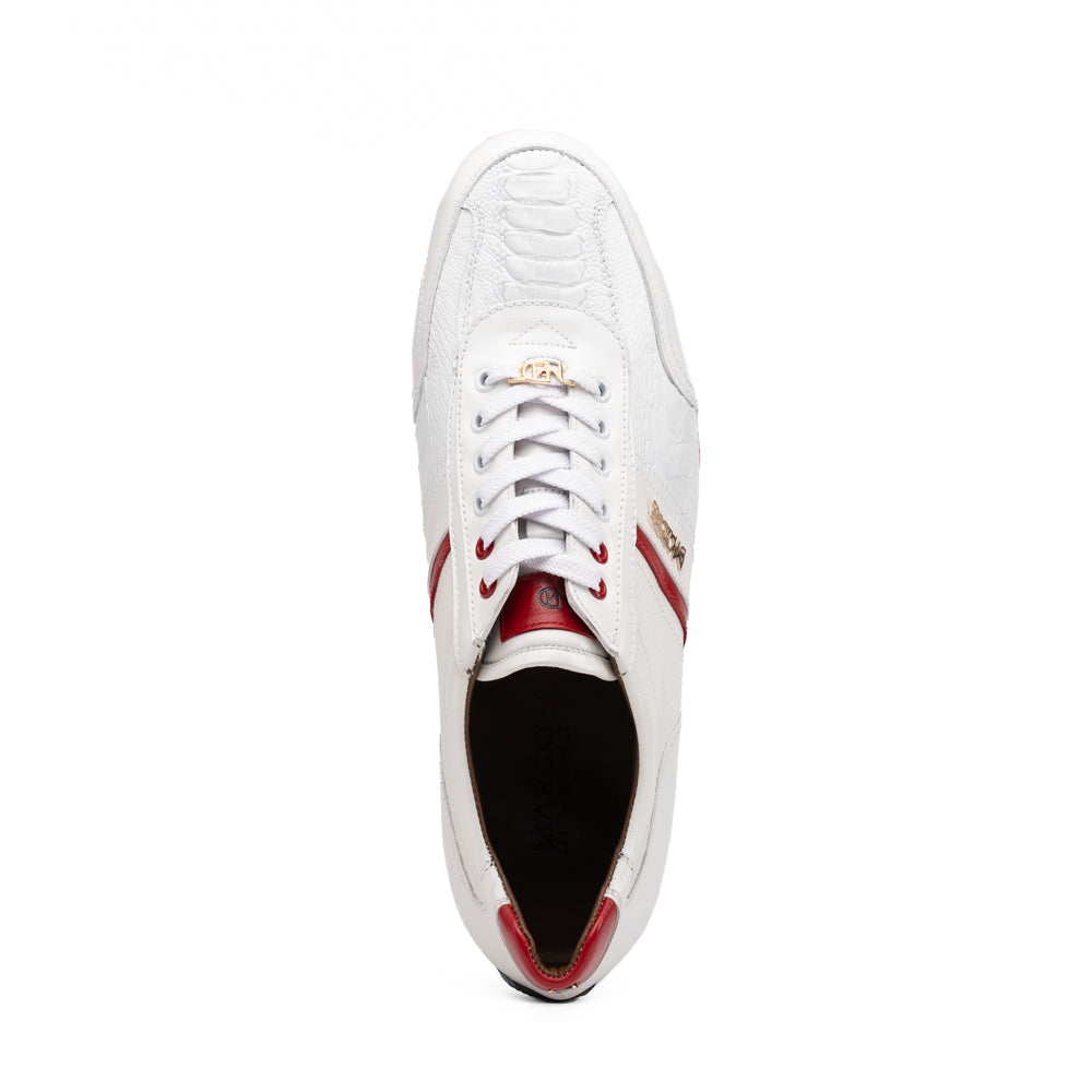 Marco Di Milano Portofino Ostrich Leg & Calfskin Sneaker White / Red
