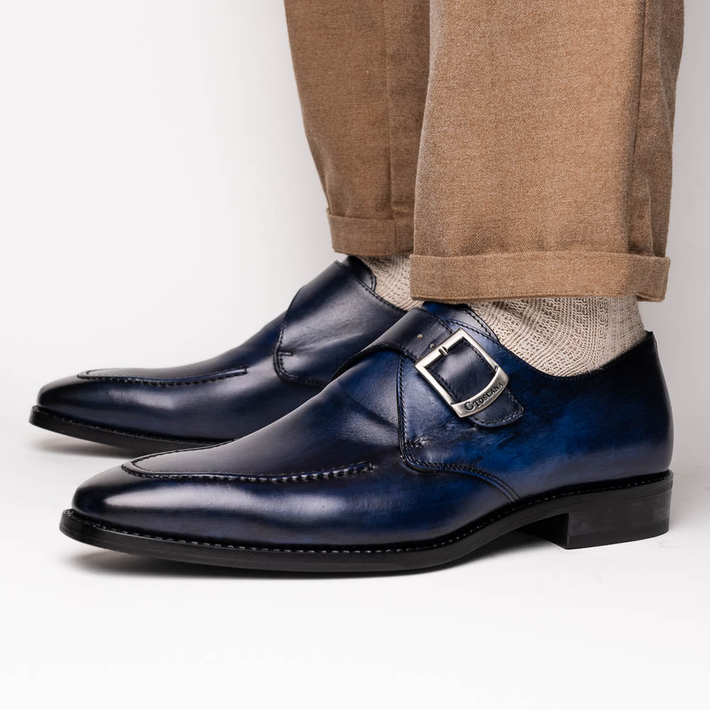 Calzoleria Toscana Preci Calfskin Monkstrap Blue