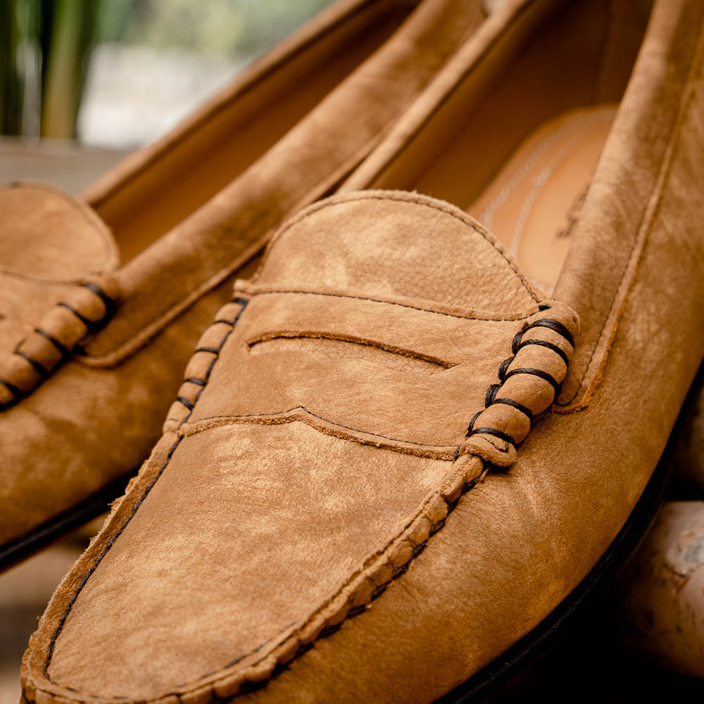 TB Phelps Preston Safari Leather Penny Loafers Tan