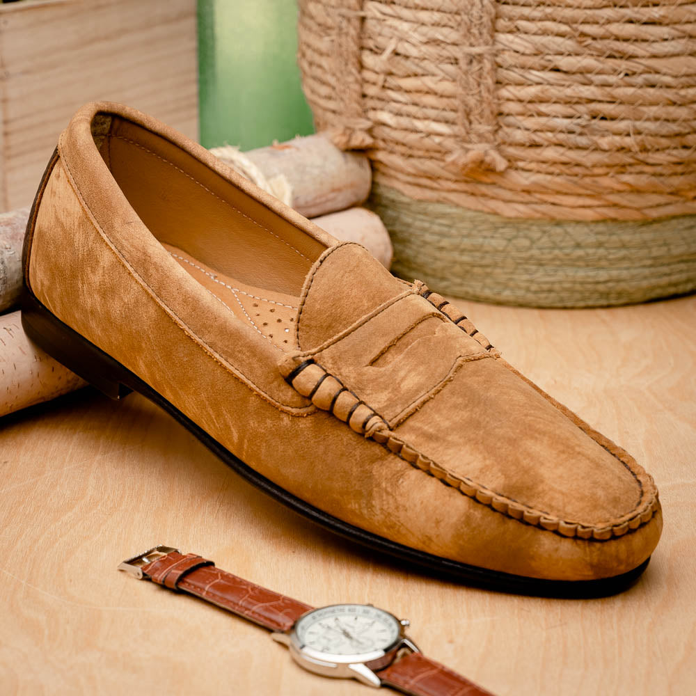 TB Phelps Preston Safari Leather Penny Loafers Tan