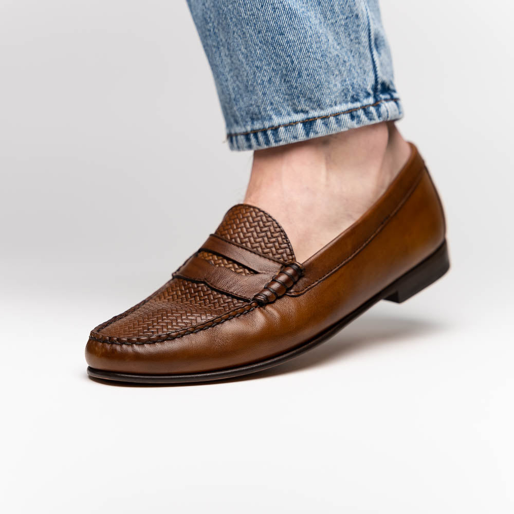 TB Phelps Preston Sheepskin Penny Loafers Pecan