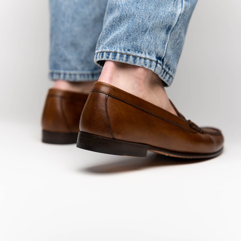 TB Phelps Preston Sheepskin Penny Loafers Pecan