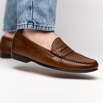 TB Phelps Preston Sheepskin Penny Loafers Pecan