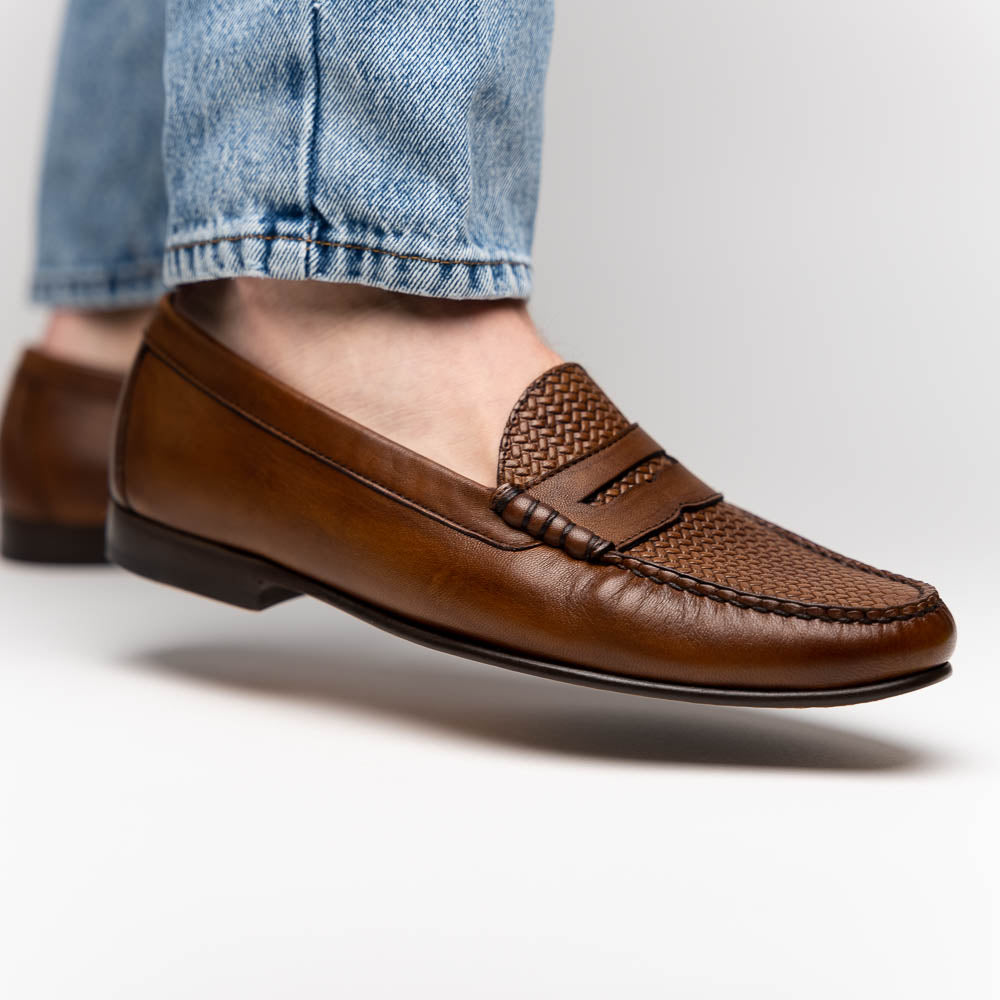 TB Phelps Preston Sheepskin Penny Loafers Pecan
