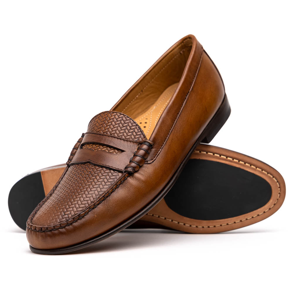 TB Phelps Preston Sheepskin Penny Loafers Pecan