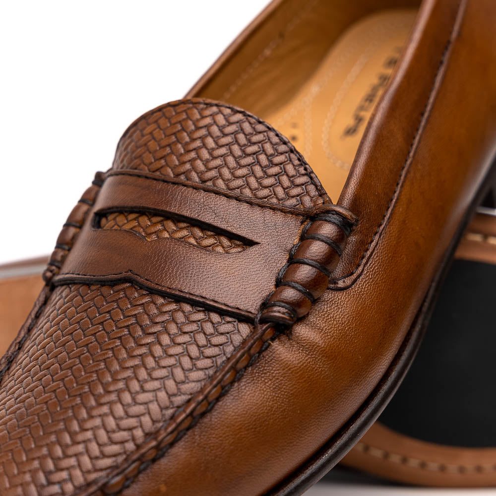 TB Phelps Preston Sheepskin Penny Loafers Pecan