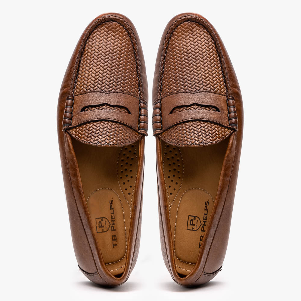 TB Phelps Preston Sheepskin Penny Loafers Pecan