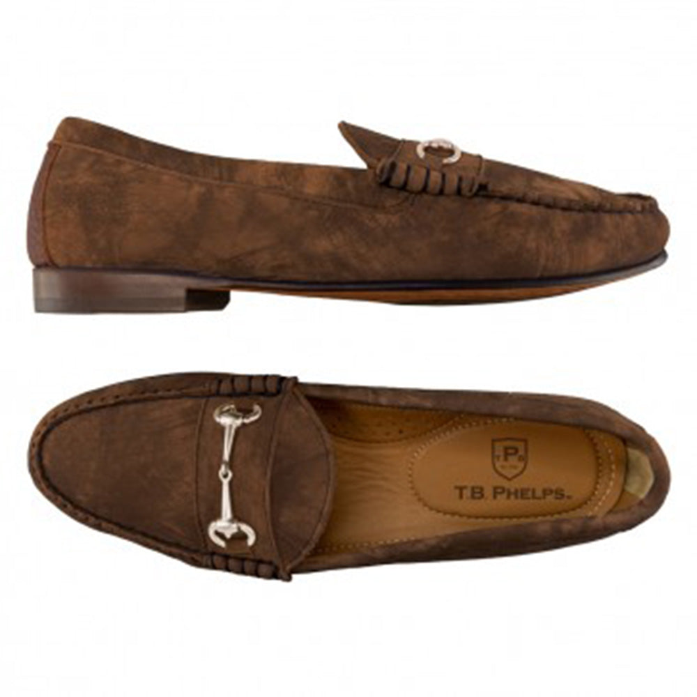 TB Phelps Preston Washed Calf Bridge Bit Loafers Espresso