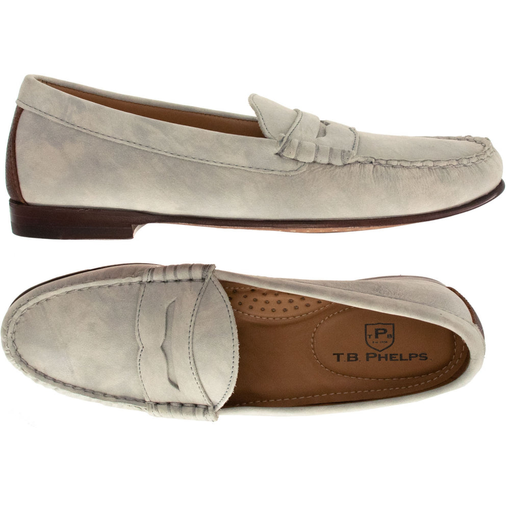 TB Phelps Preston Safari Leather Bit Loafers Washed Grey