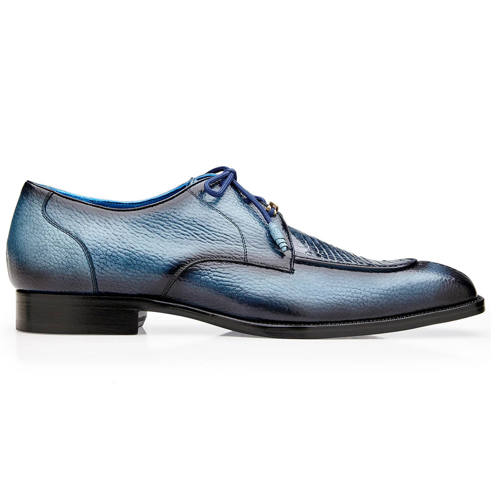 Belvedere Primo Alligator & Pebble Grain Derby Ant. Blue Safari (R83)