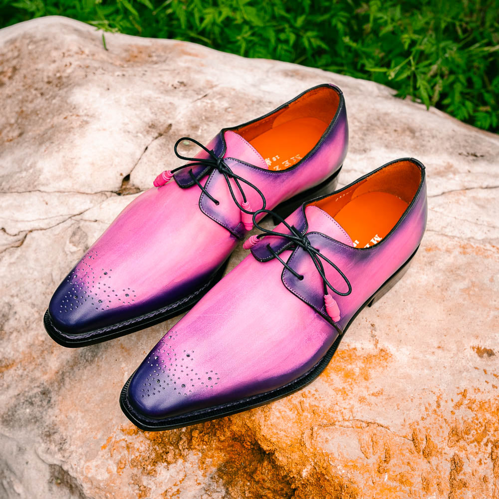 black and pink dress shoes men Men's Black and Magenta Plain-Toe Leather Oxfords Arlingham US 5.5 / D