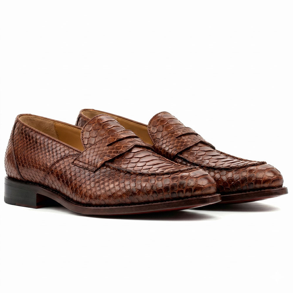 Emanuele Sempre Python Penny Loafers Brown (Special Order)