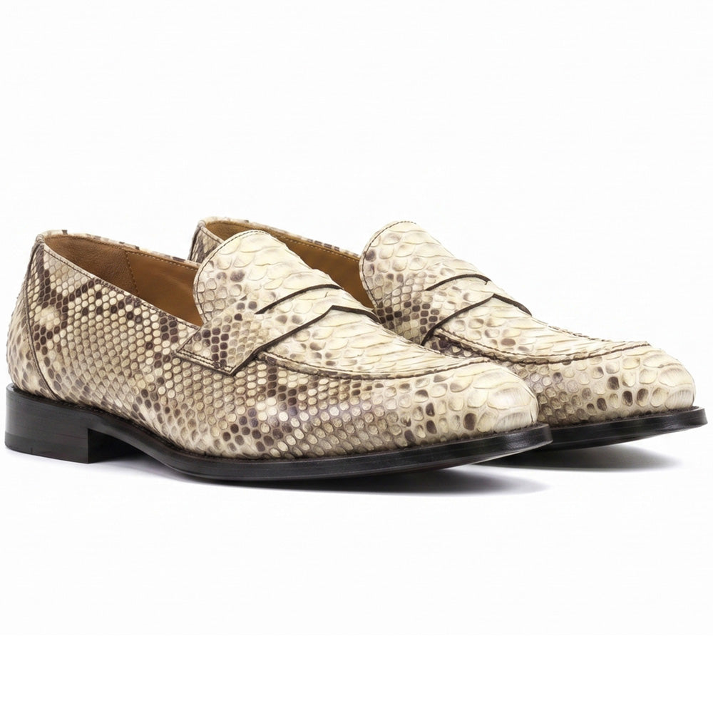 Emanuele Sempre Python Penny Loafers Cream (Special Order)