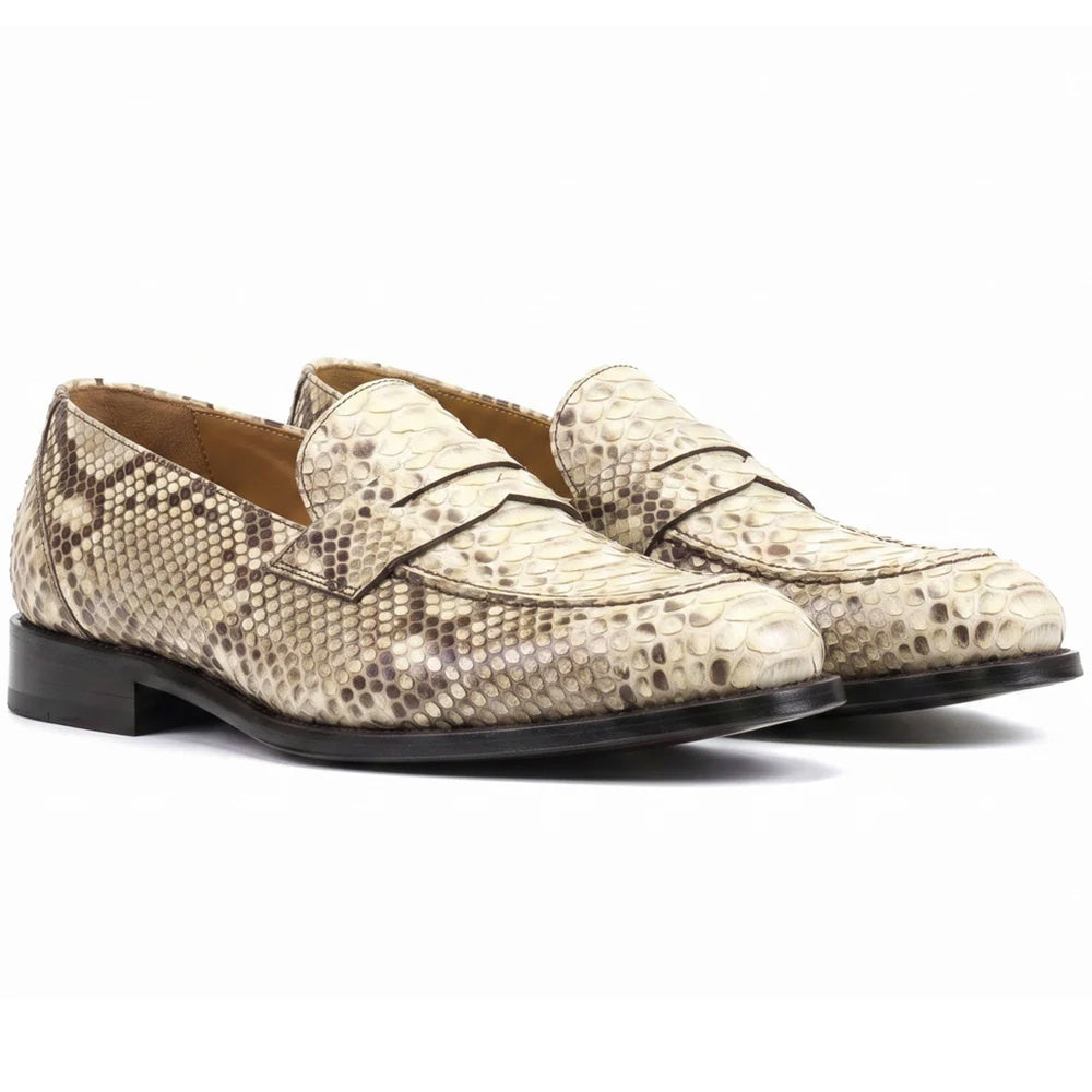 Emanuele Sempre Python Penny Loafers Cream (Special Order)