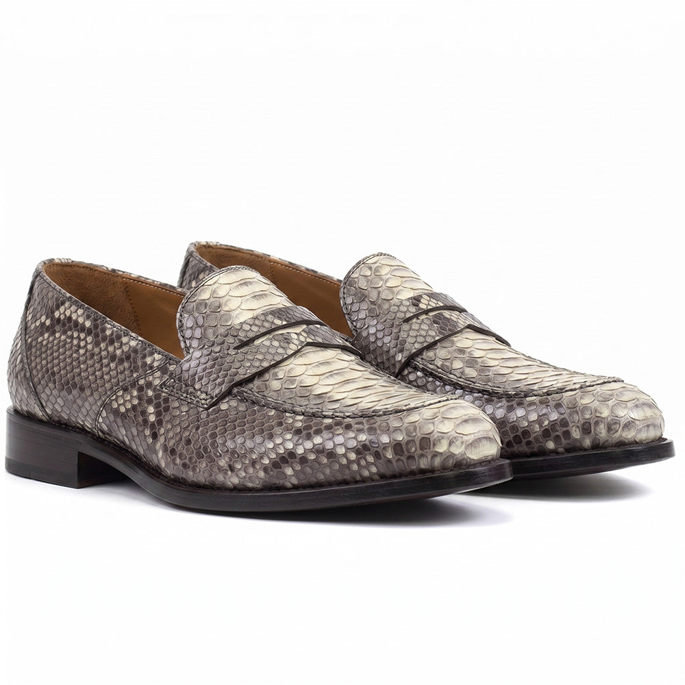 Emanuele Sempre Python Penny Loafers Grey (Special Order)