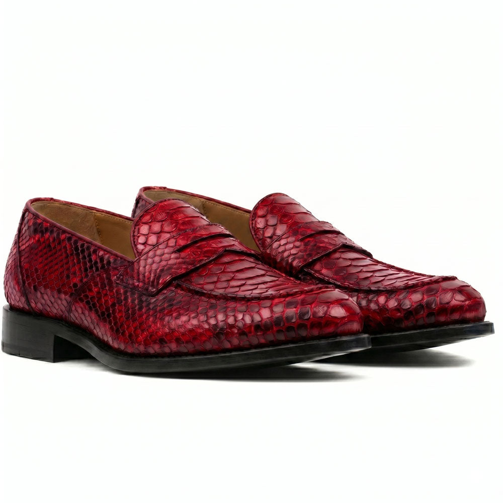 Emanuele Sempre Python Penny Loafers Red (Special Order)