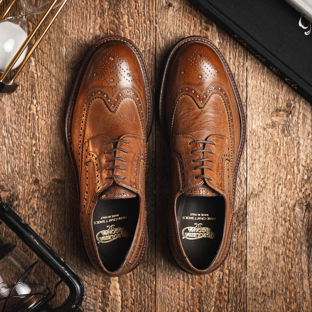 Calzoleria Toscana Q255 Dip-Dyed Calfskin Wingtip Brown