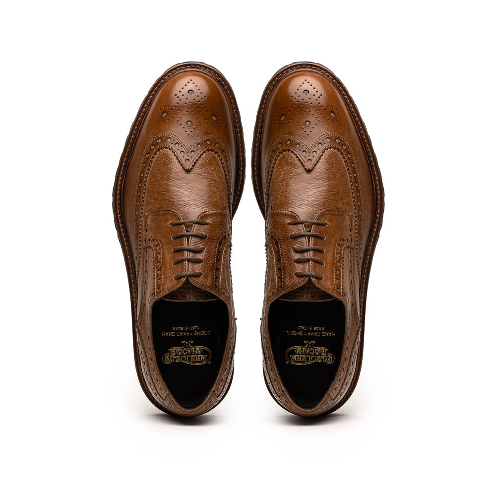 Calzoleria Toscana Q255 Dip-Dyed Calfskin Wingtip Brown